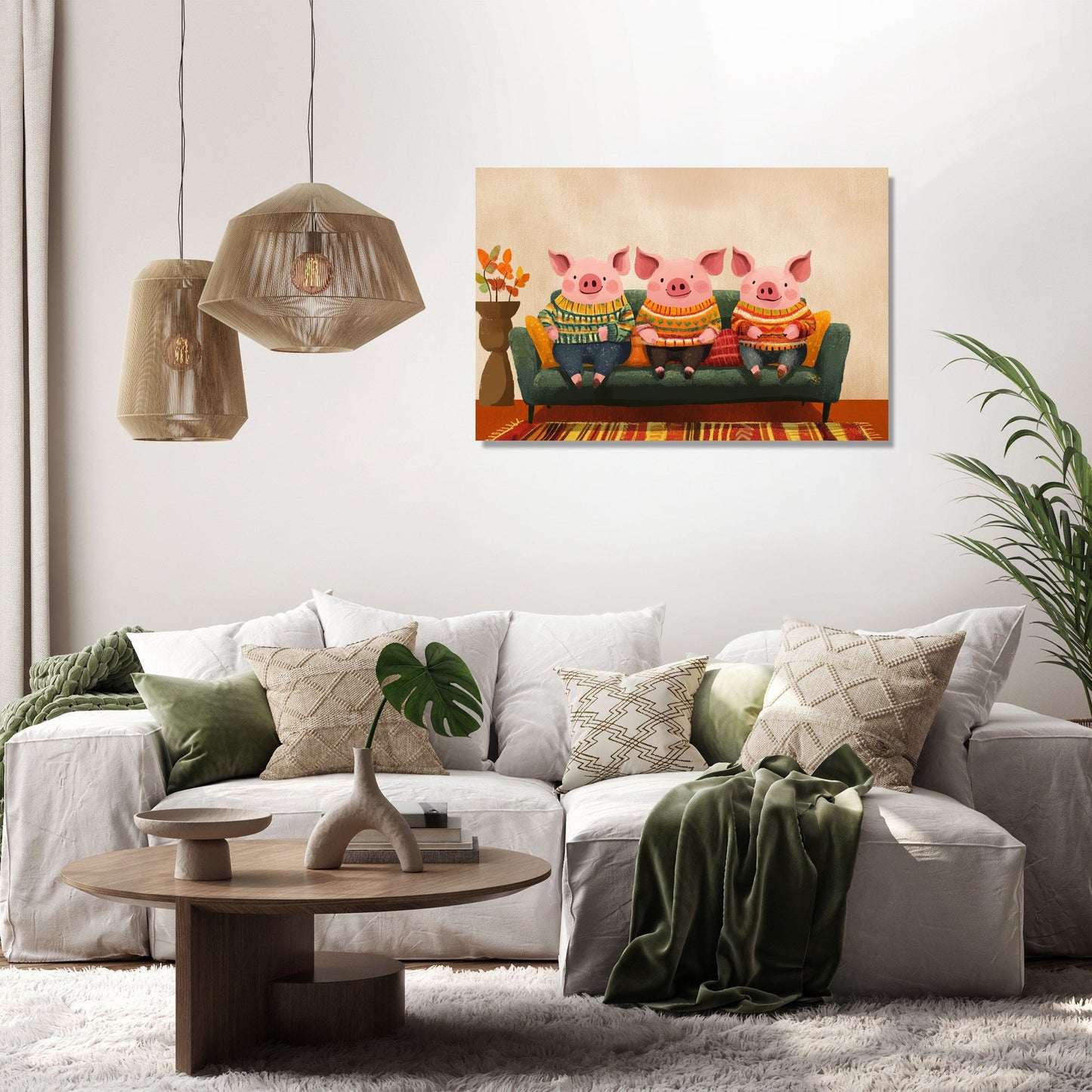 Sweatered Pigs on Canvas