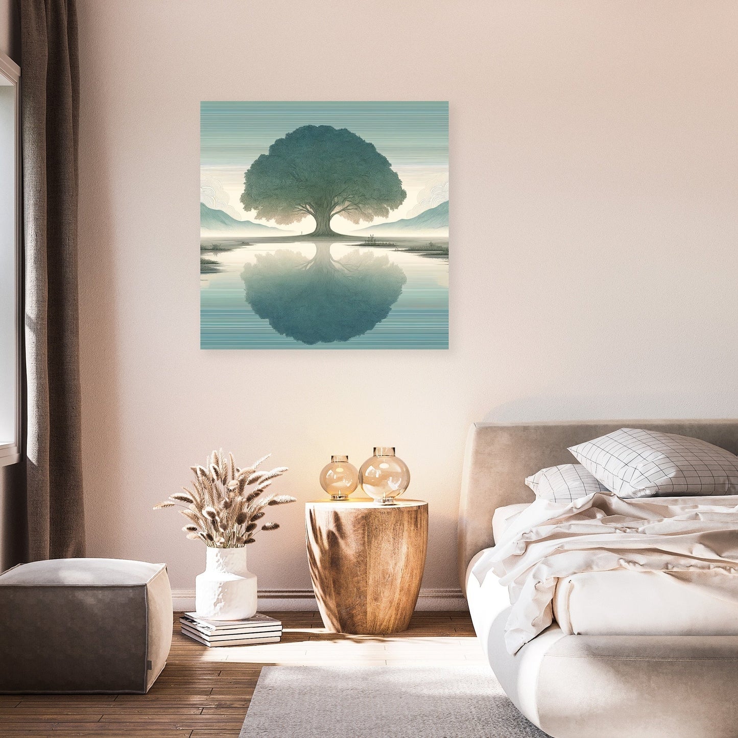 The Lonely Tree on a Misty Morning Canvas