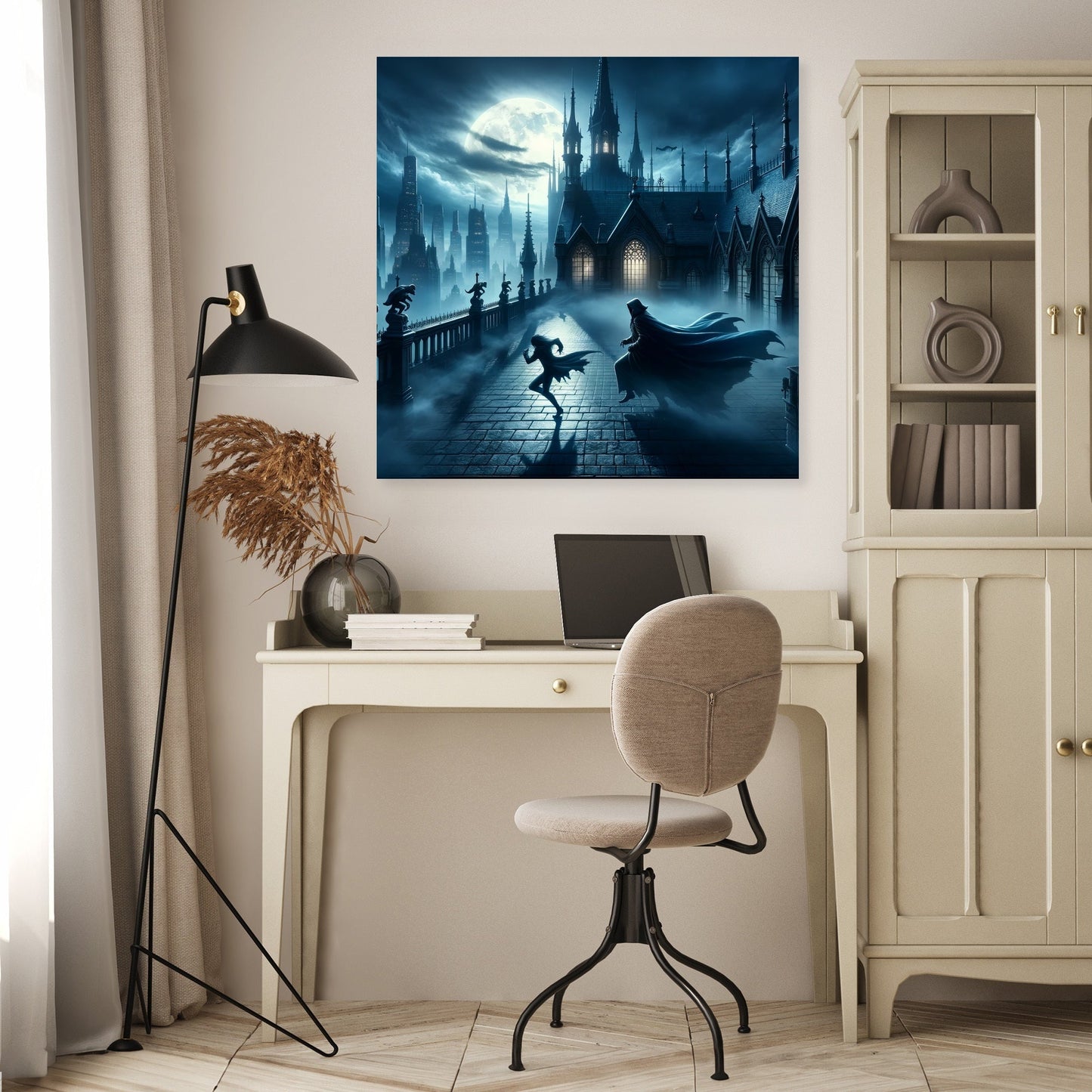 Gothic Rooftop Pursuit Canvas