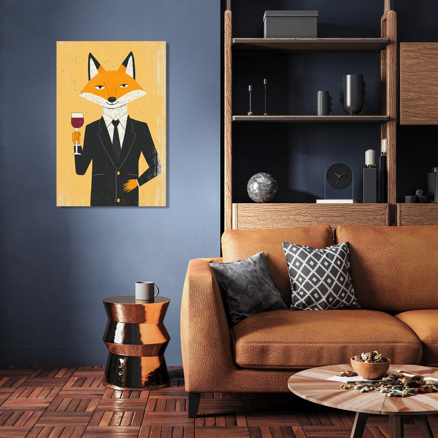 Fox with Wine Canvas