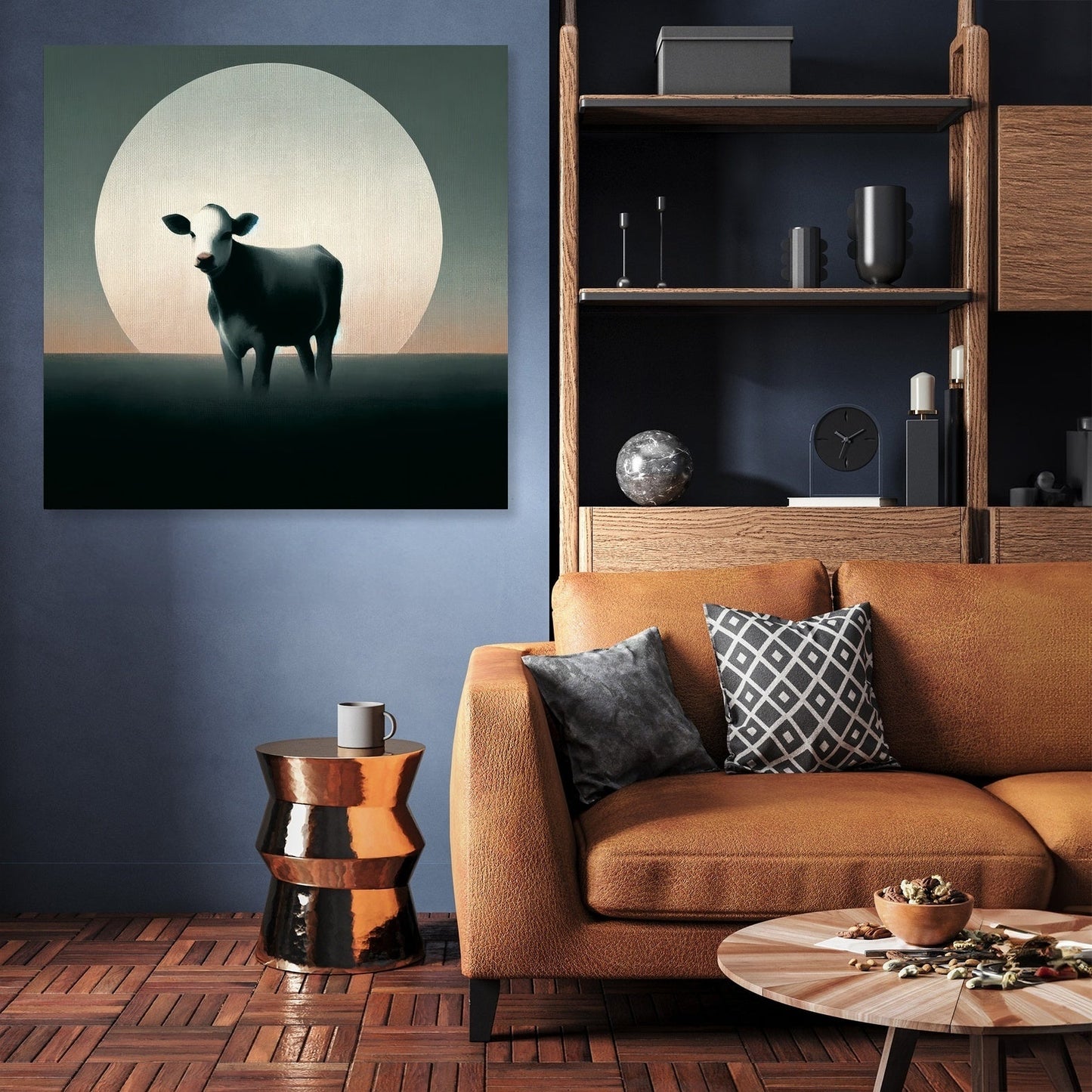 Minimalist Dusk Cow Canvas