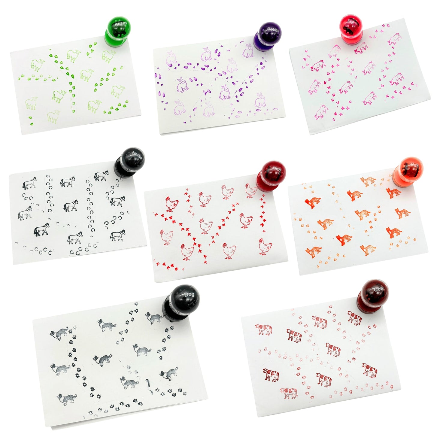 Double Sided Self Inking Farm Animal Stamper with Roller (single)