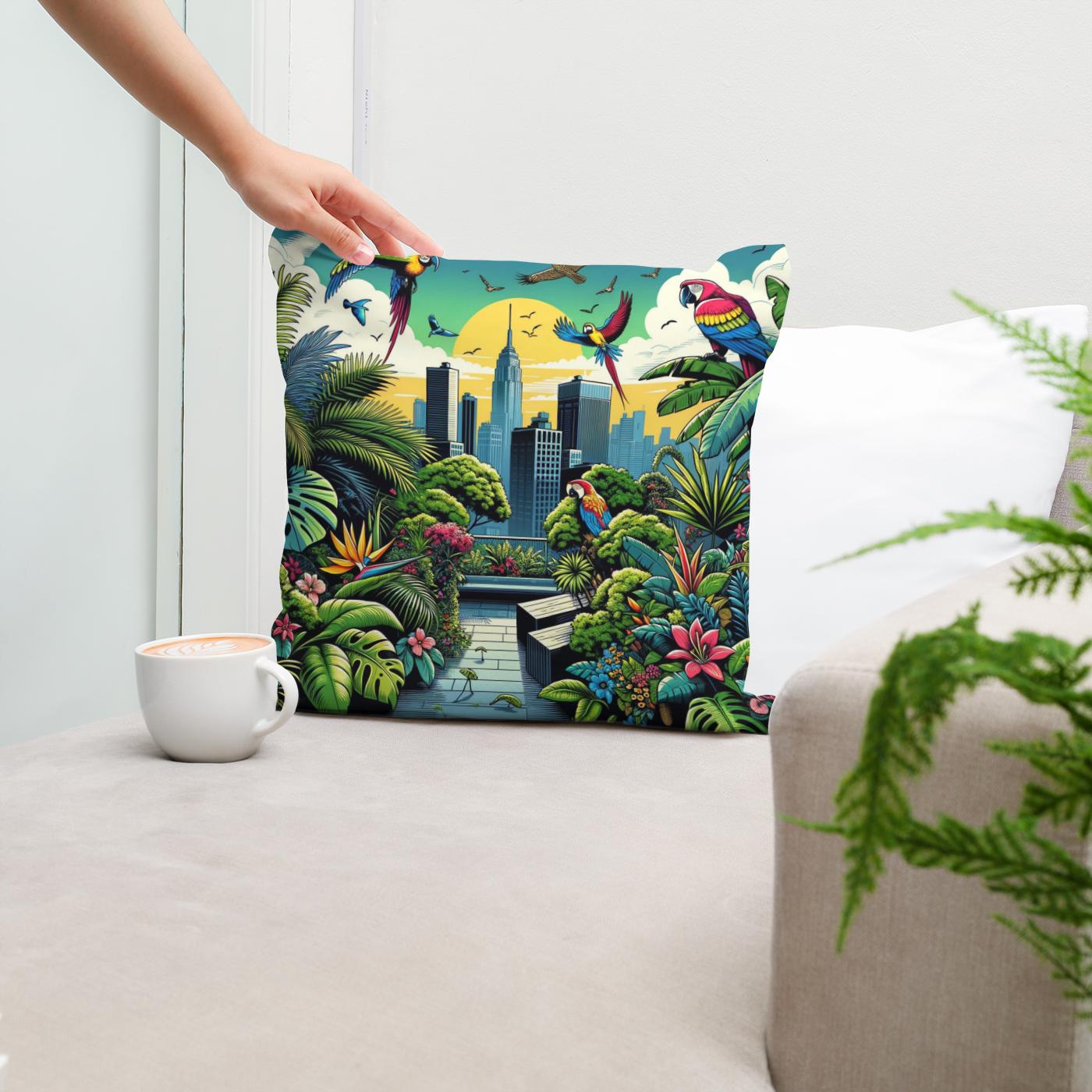 Urban Jungle View Cotton Cushion