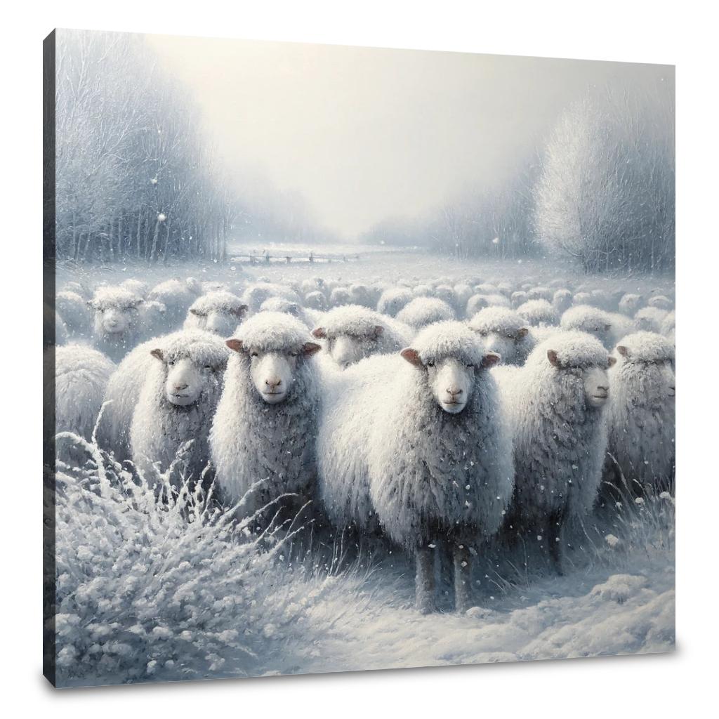 Winter's Embrace Sheep Canvas