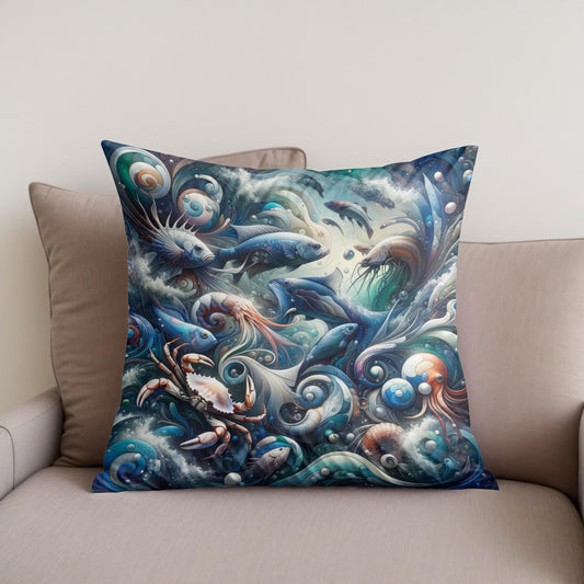 Oceanic Elegance Cotton Cushion