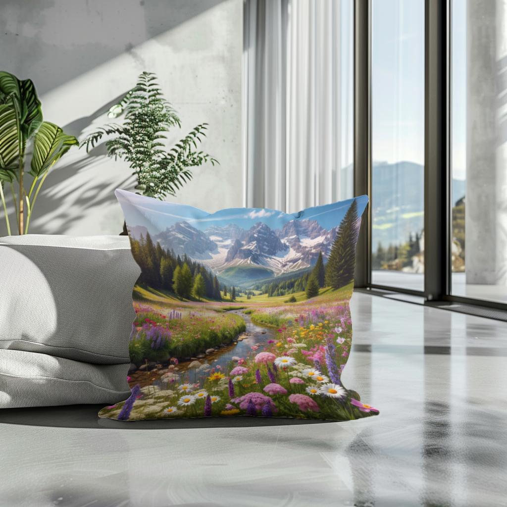 Alpine Meadow Bloom Cotton Cushion