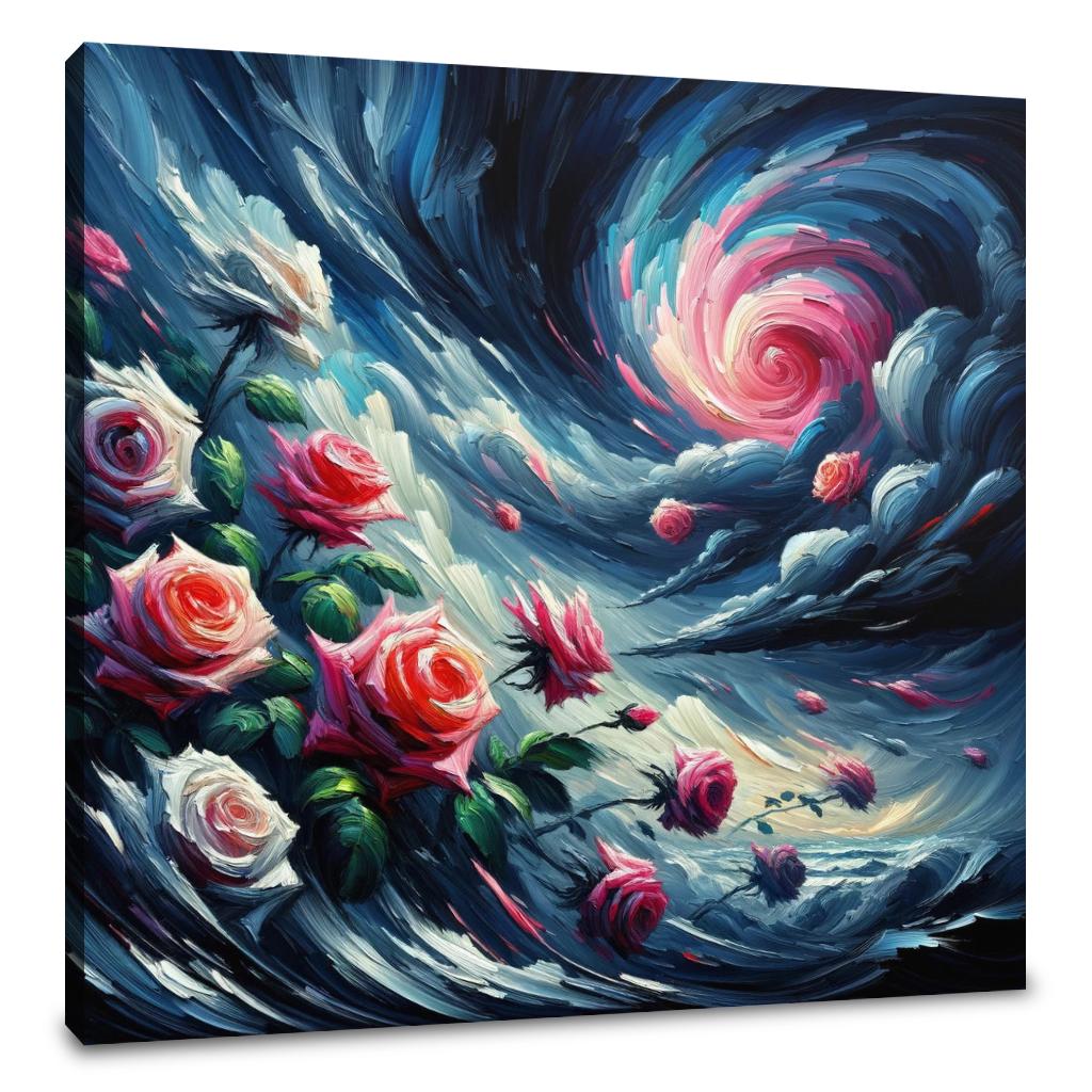 Expressionist Rose Storm Canvas