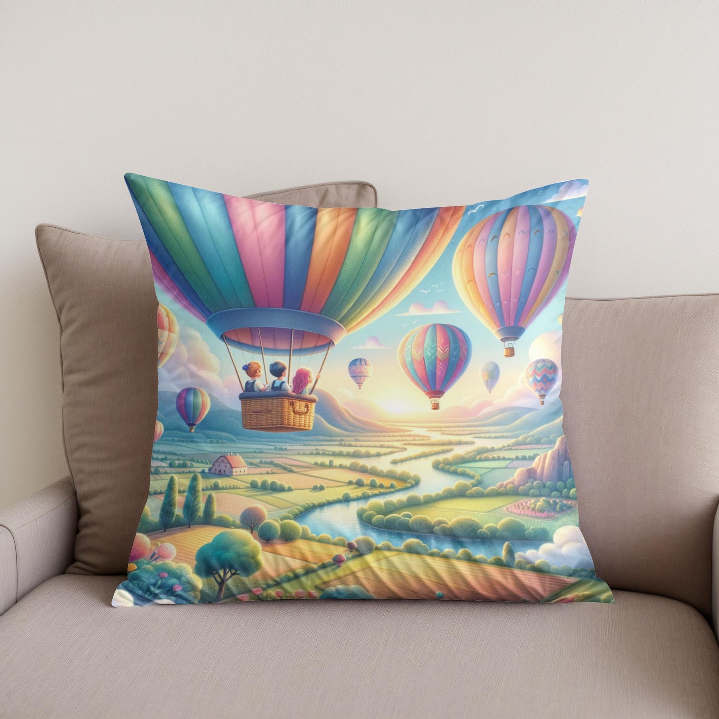 Balloon Adventure Cotton Cushion