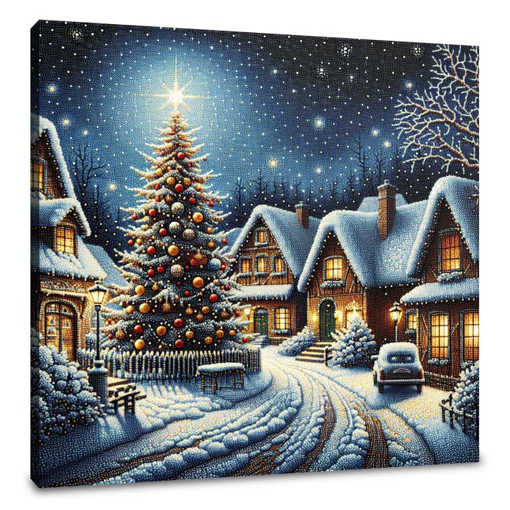 Winter's Melancholy Village Canvas
