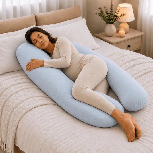 9 Ft Maternity Pillow And Case - Light Blue