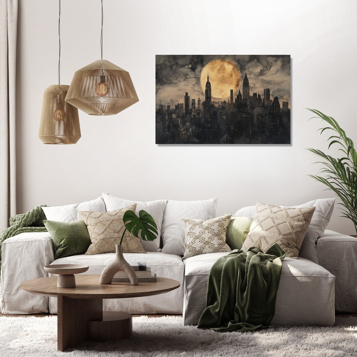 Moonlit Metropolis Canvas