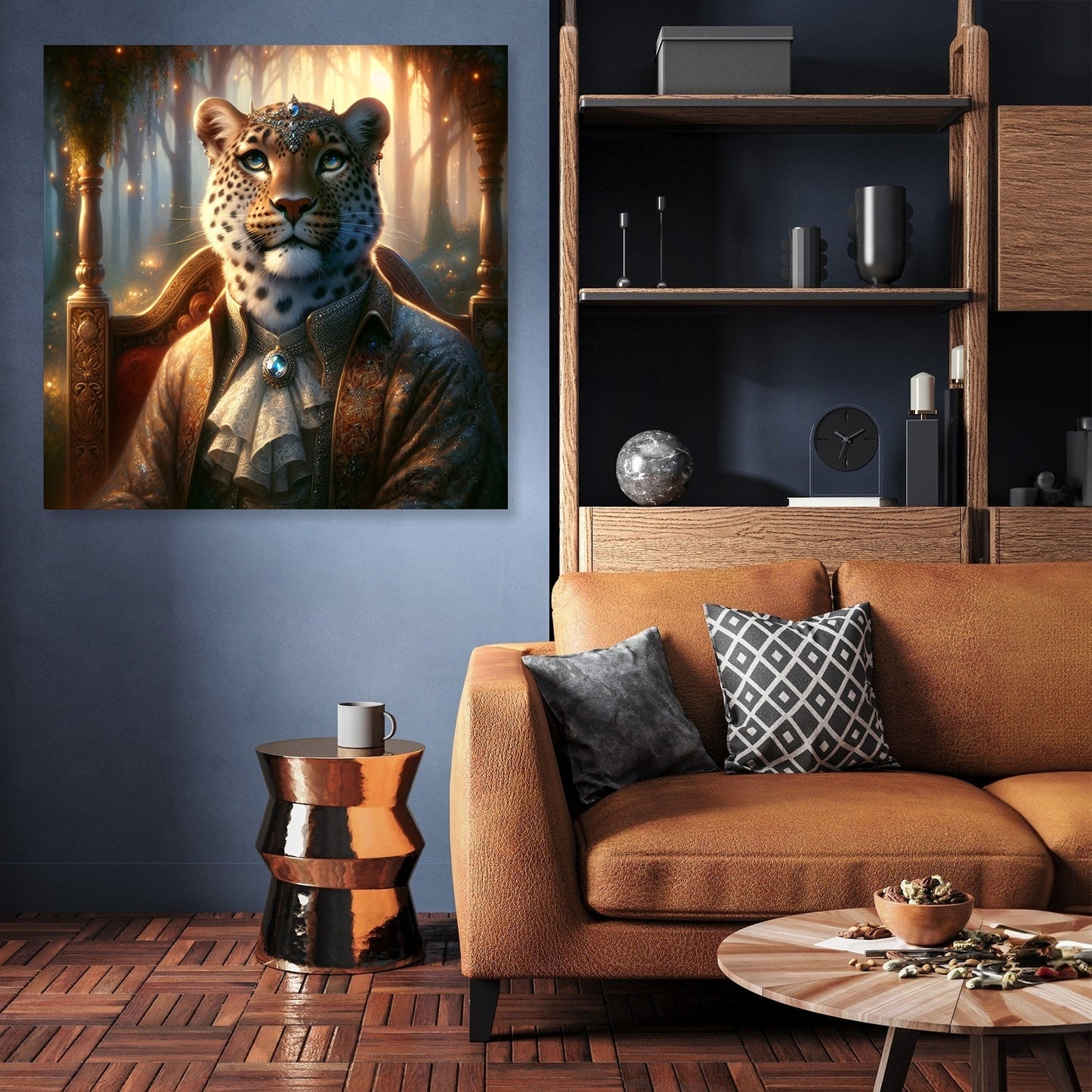 Regal Leopard Dusk Throne Canvas