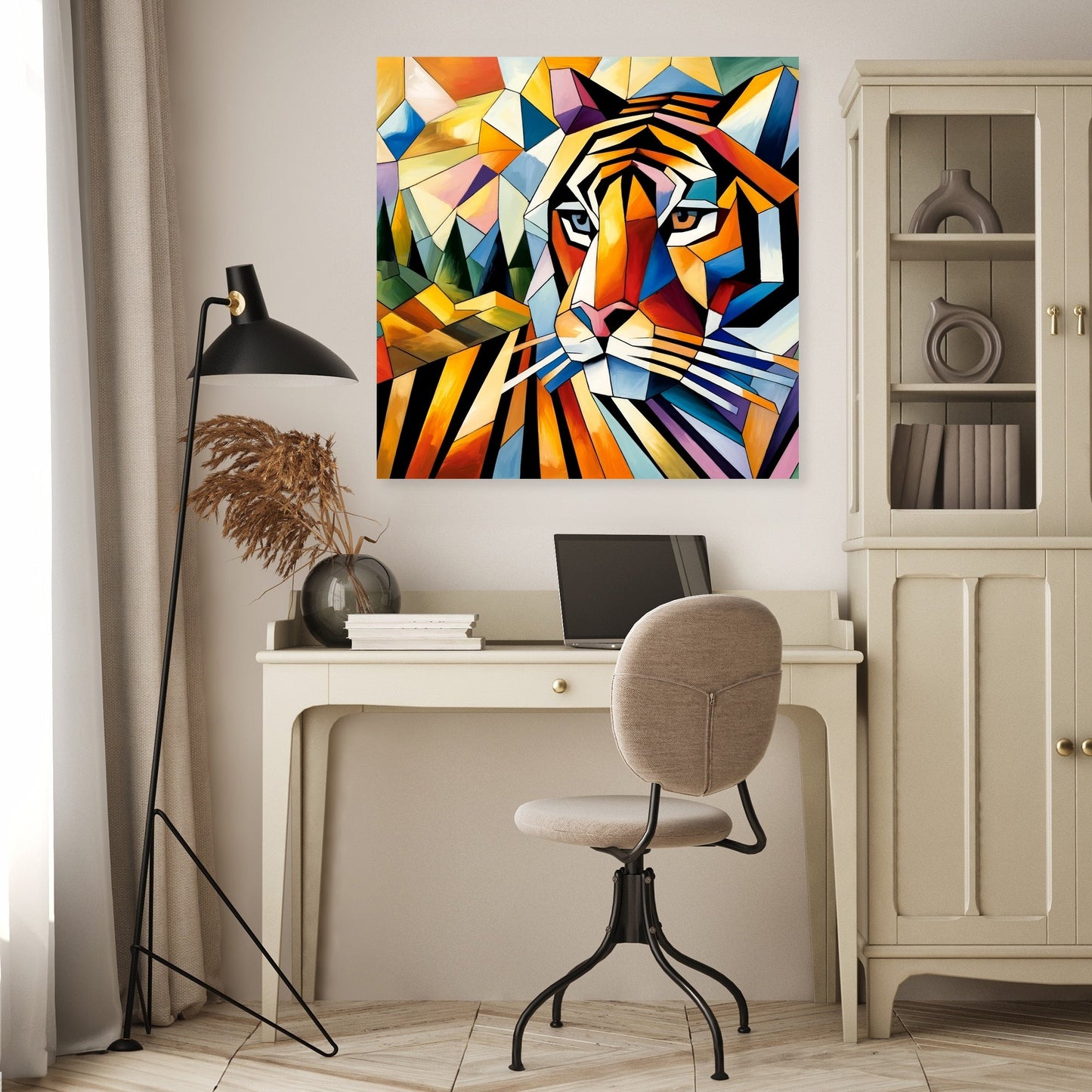 Cubist Tiger Mosaic Canvas