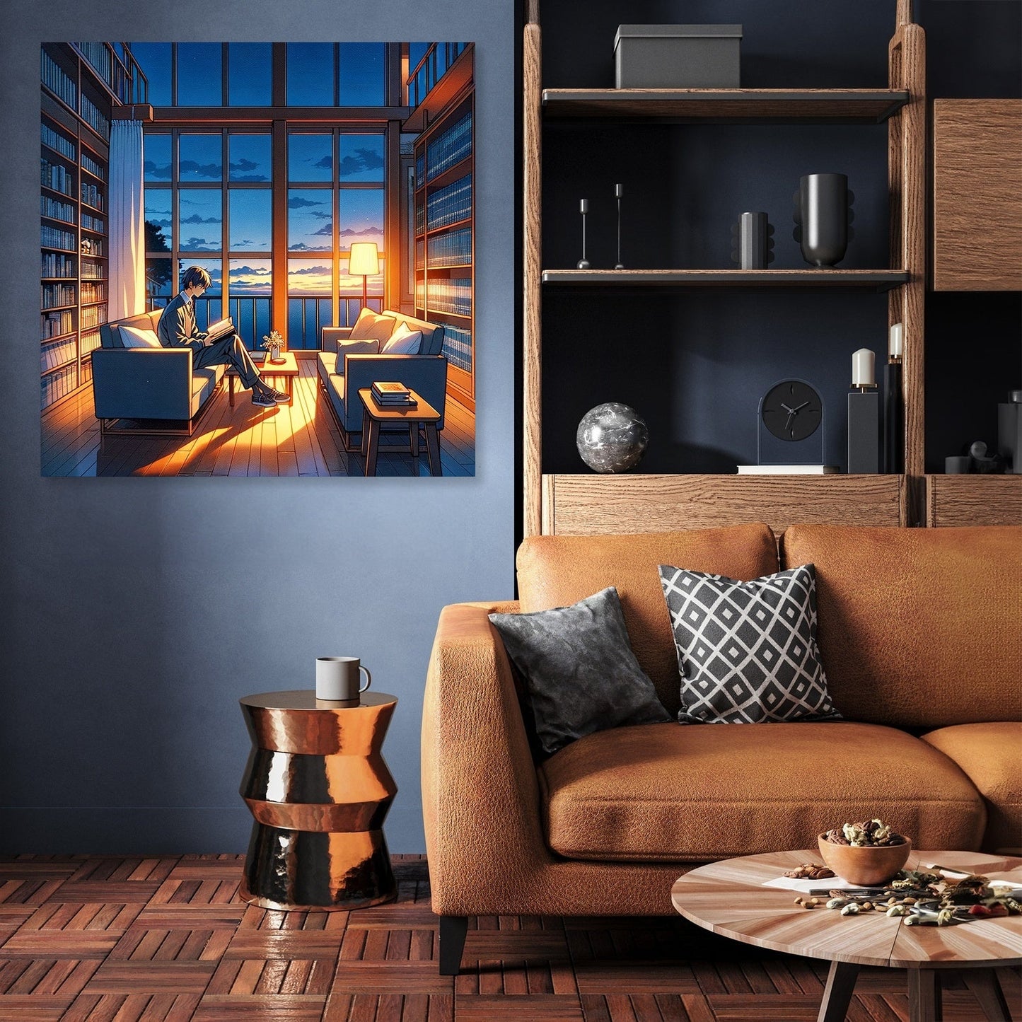 Twilight Library Calm Canvas