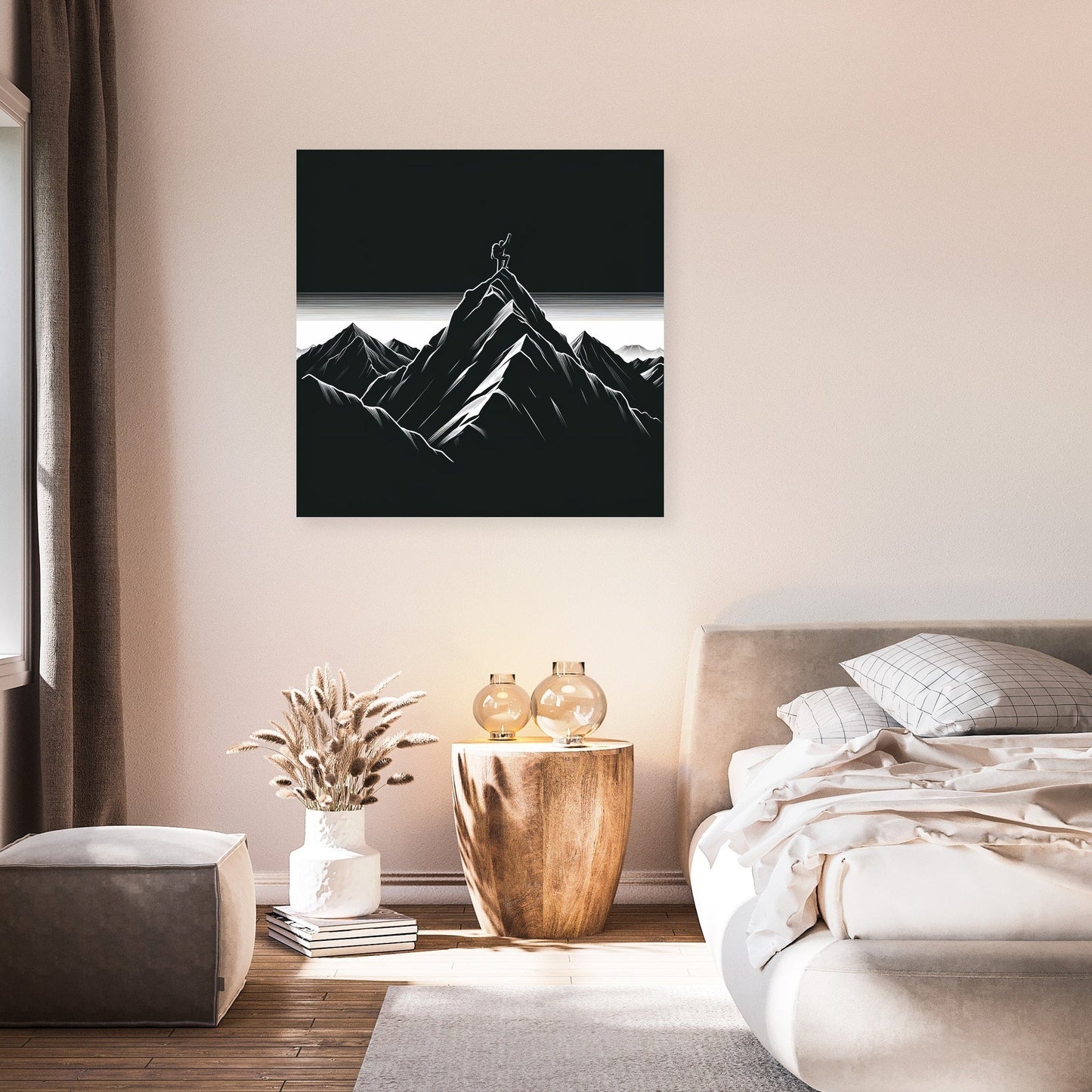 Mountaineering Adventure in Dark Tones Canvas