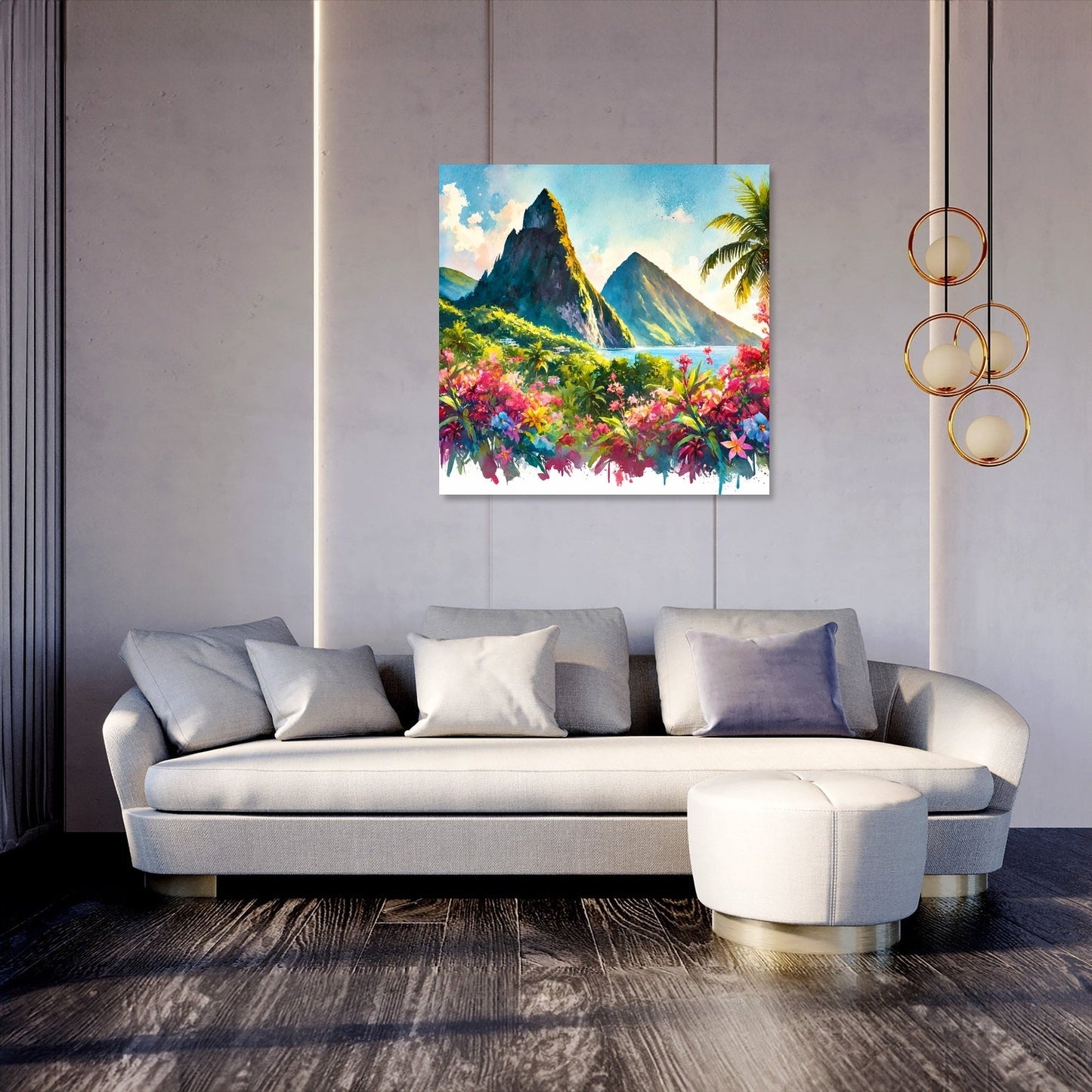 Volcanic Peaks and Blooms Canvas