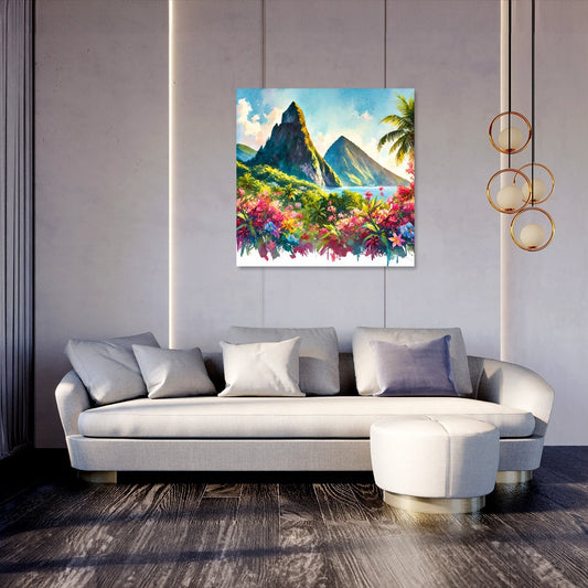Volcanic Peaks and Blooms Canvas