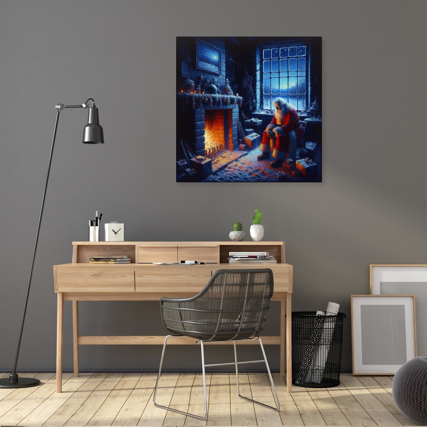 Santa's Solitary Hearth Canvas
