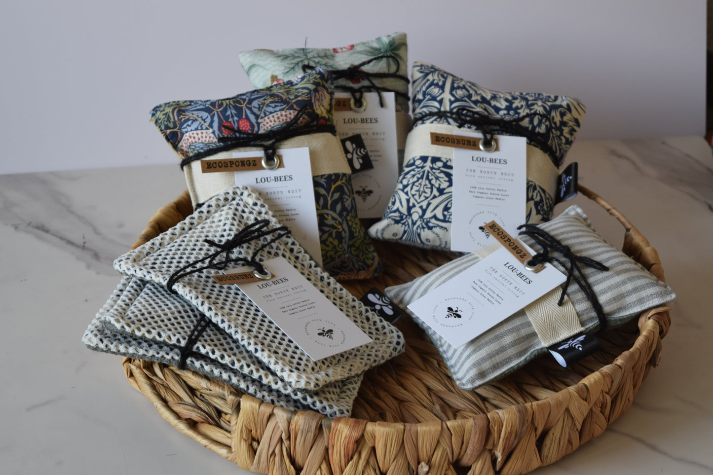 EcoScrubz Kitchen Sponge | Organic Linen Waffle & Cotton Mesh | William Morris Print