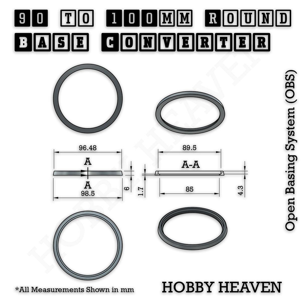 Round to Round Base Converters 3D Print Full Range