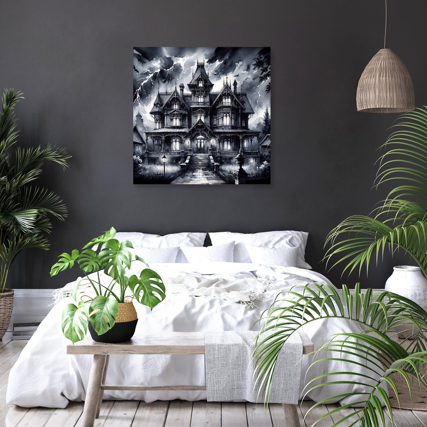 Stormy Mansion Canvas
