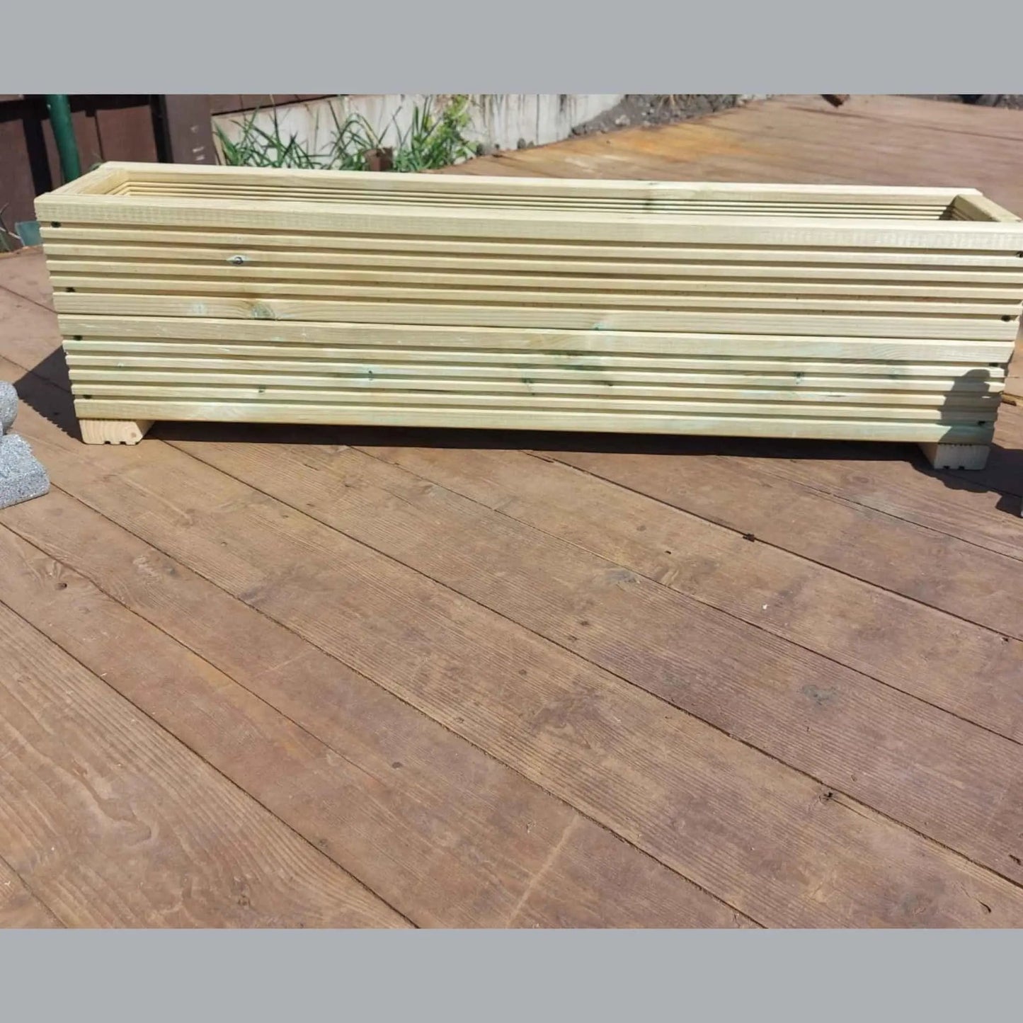 90cm long double tier wooden decking planter