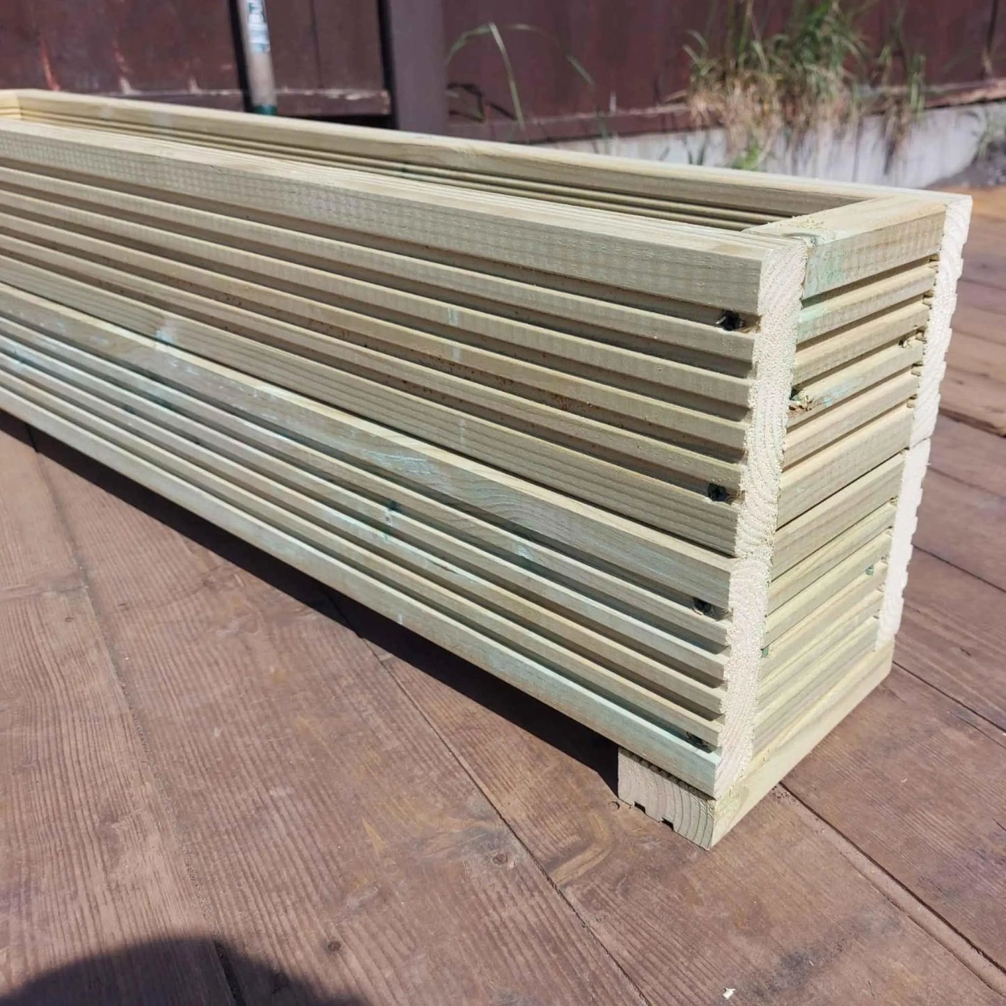 90cm long double tier wooden decking planter