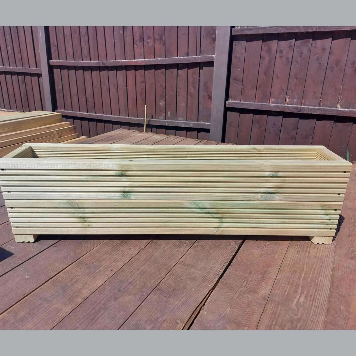 90cm long double tier wooden decking planter