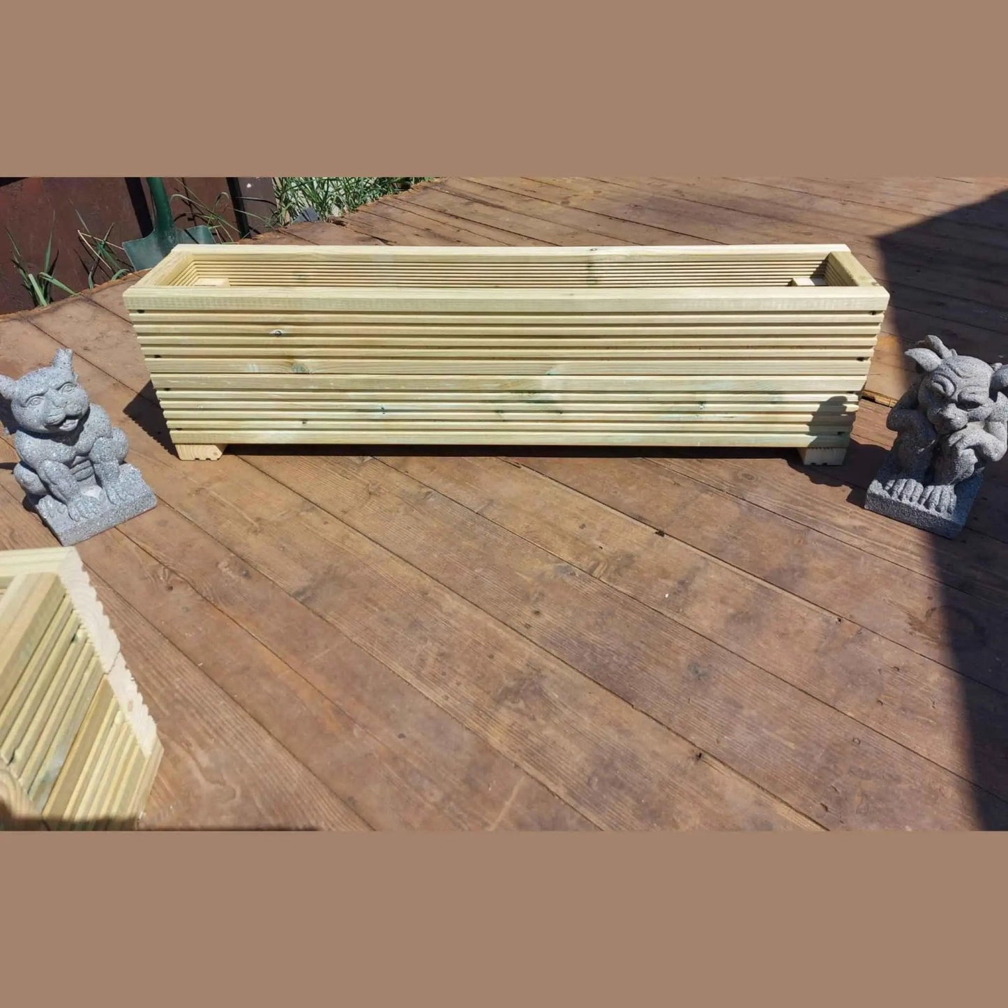 90cm long double tier wooden decking planter