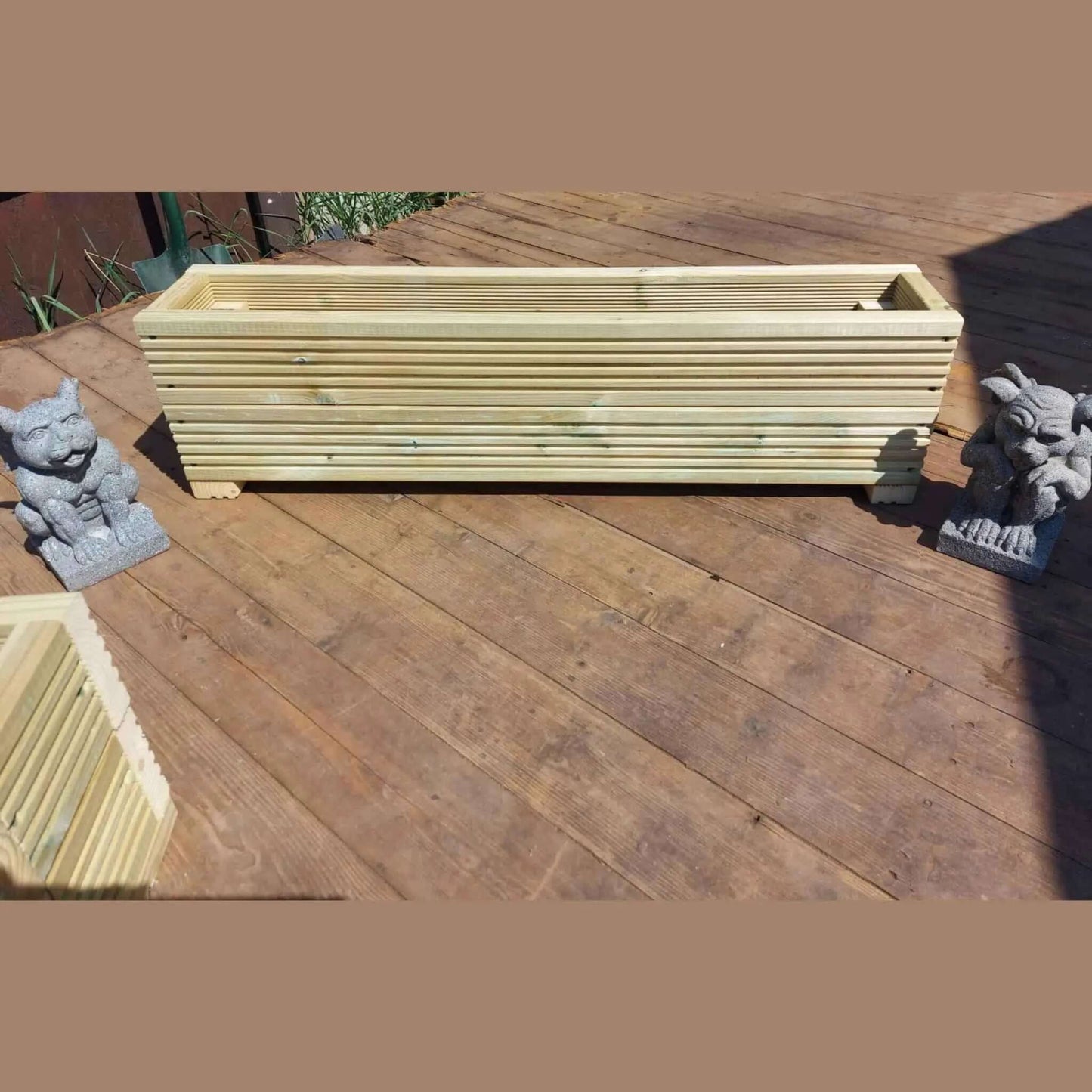 90cm long double tier wooden decking planter