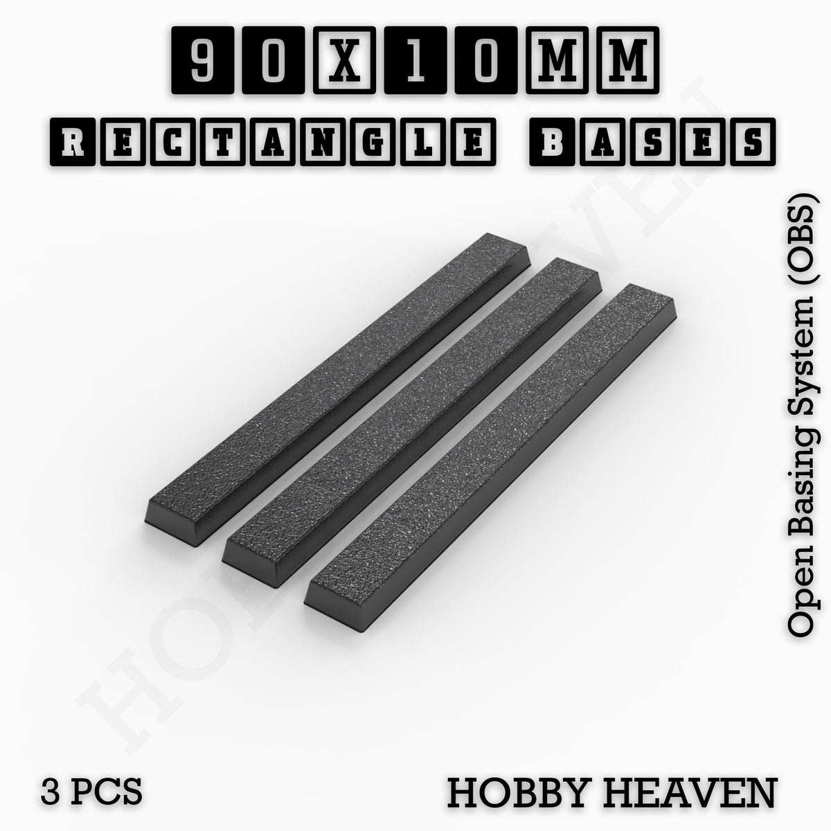 Rectangle Bases Medium Sizes - 75x30mm to 125x40mm and up to 100x90mm Wide - 3D Print Tabletop Games