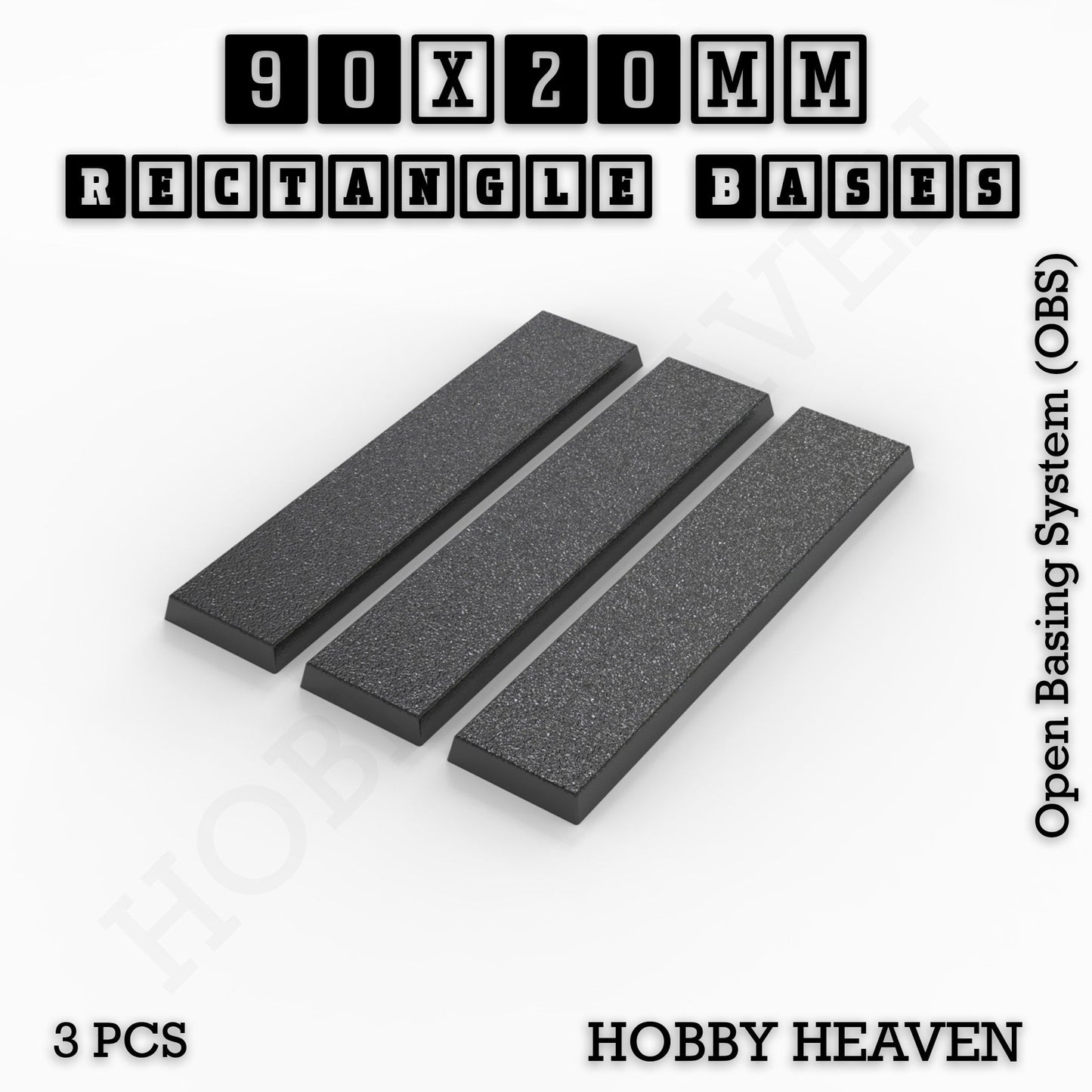 Rectangle Bases Medium Sizes - 75x30mm to 125x40mm and up to 100x90mm Wide - 3D Print Tabletop Games
