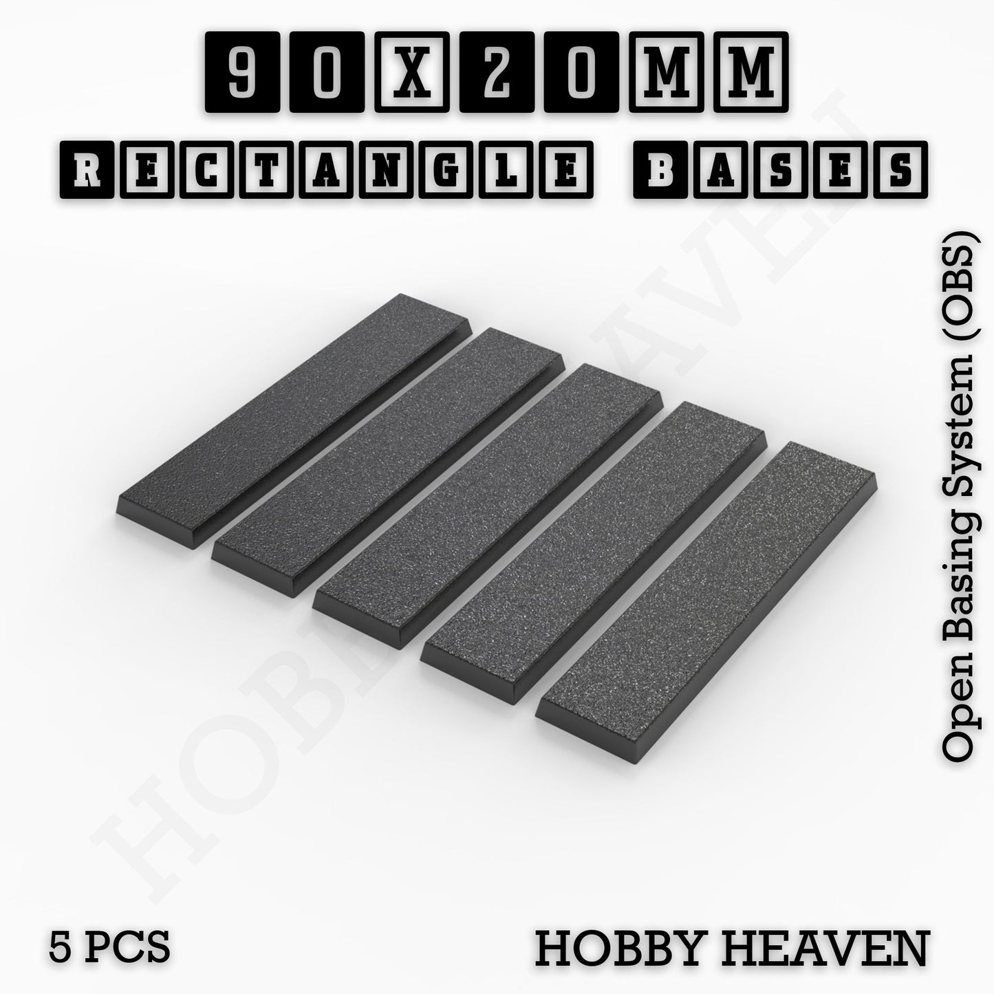 Rectangle Bases Medium Sizes - 75x30mm to 125x40mm and up to 100x90mm Wide - 3D Print Tabletop Games