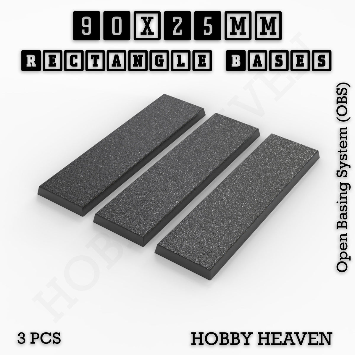 Rectangle Bases Medium Sizes - 75x30mm to 125x40mm and up to 100x90mm Wide - 3D Print Tabletop Games