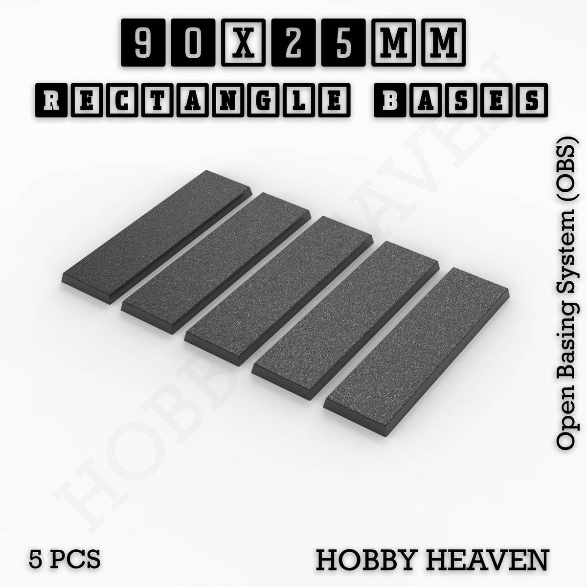 Rectangle Bases Medium Sizes - 75x30mm to 125x40mm and up to 100x90mm Wide - 3D Print Tabletop Games
