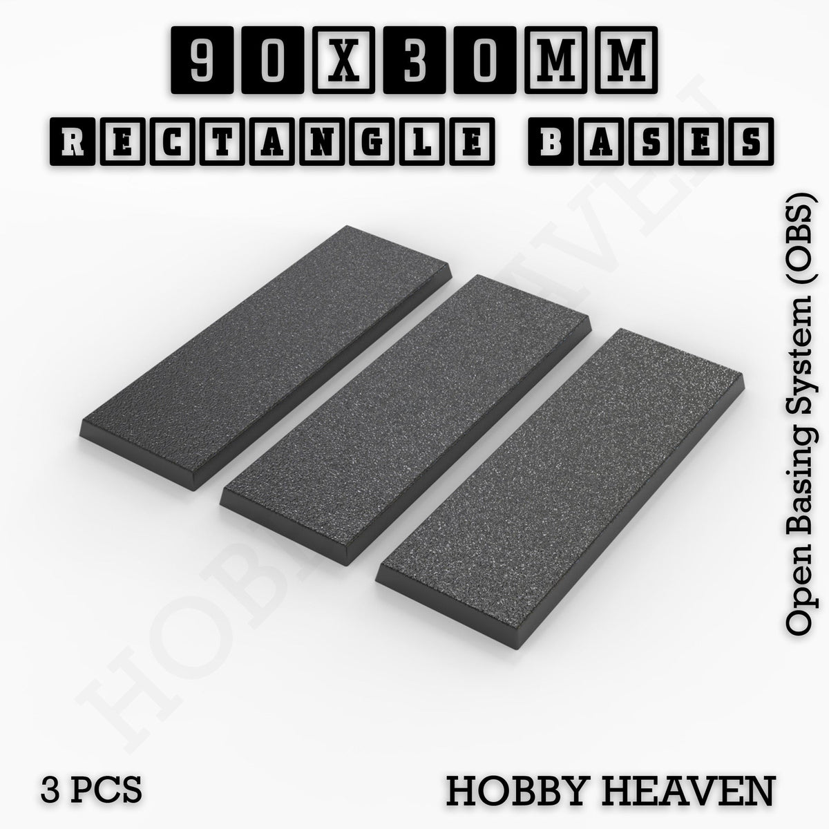 Rectangle Bases Medium Sizes - 75x30mm to 125x40mm and up to 100x90mm Wide - 3D Print Tabletop Games