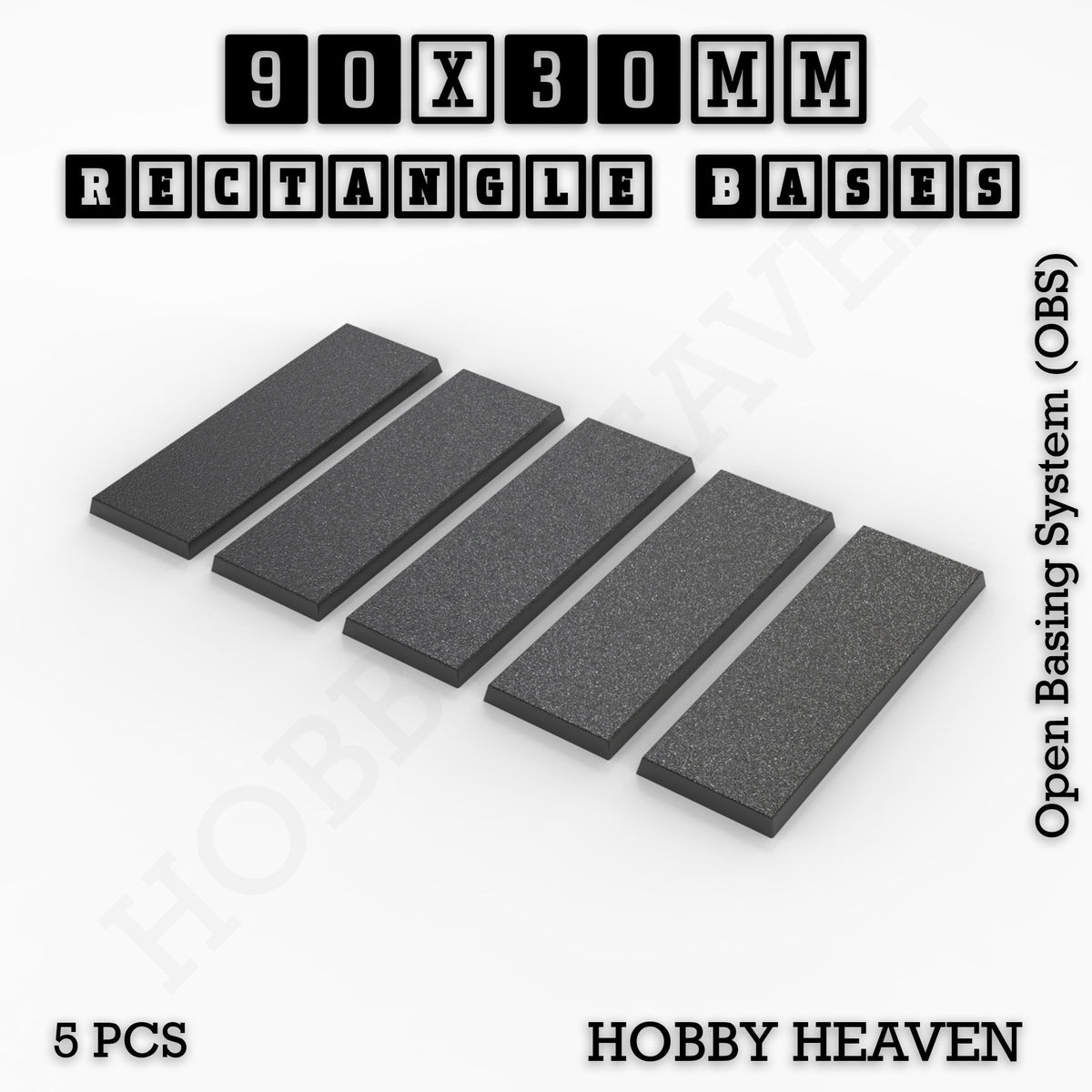 Rectangle Bases Medium Sizes - 75x30mm to 125x40mm and up to 100x90mm Wide - 3D Print Tabletop Games