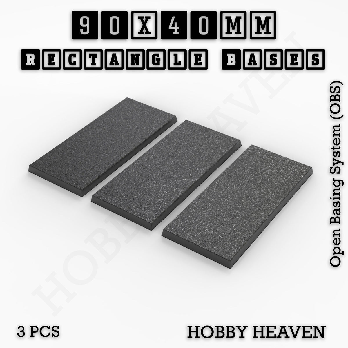 Rectangle Bases Medium Sizes - 75x30mm to 125x40mm and up to 100x90mm Wide - 3D Print Tabletop Games