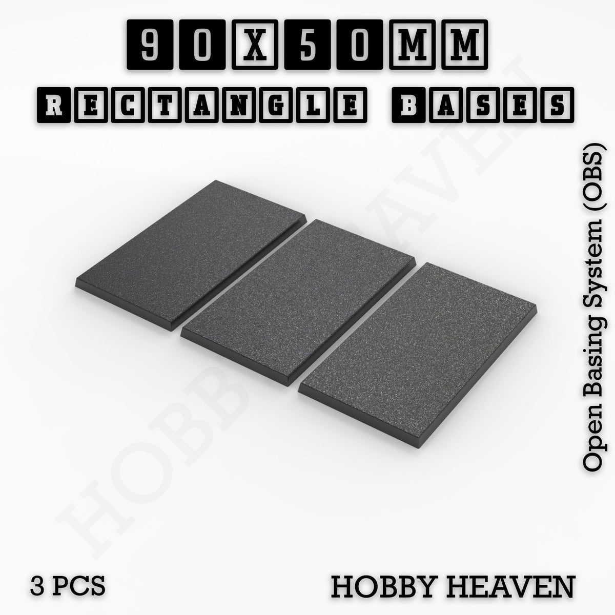 Rectangle Bases Medium Sizes - 75x30mm to 125x40mm and up to 100x90mm Wide - 3D Print Tabletop Games