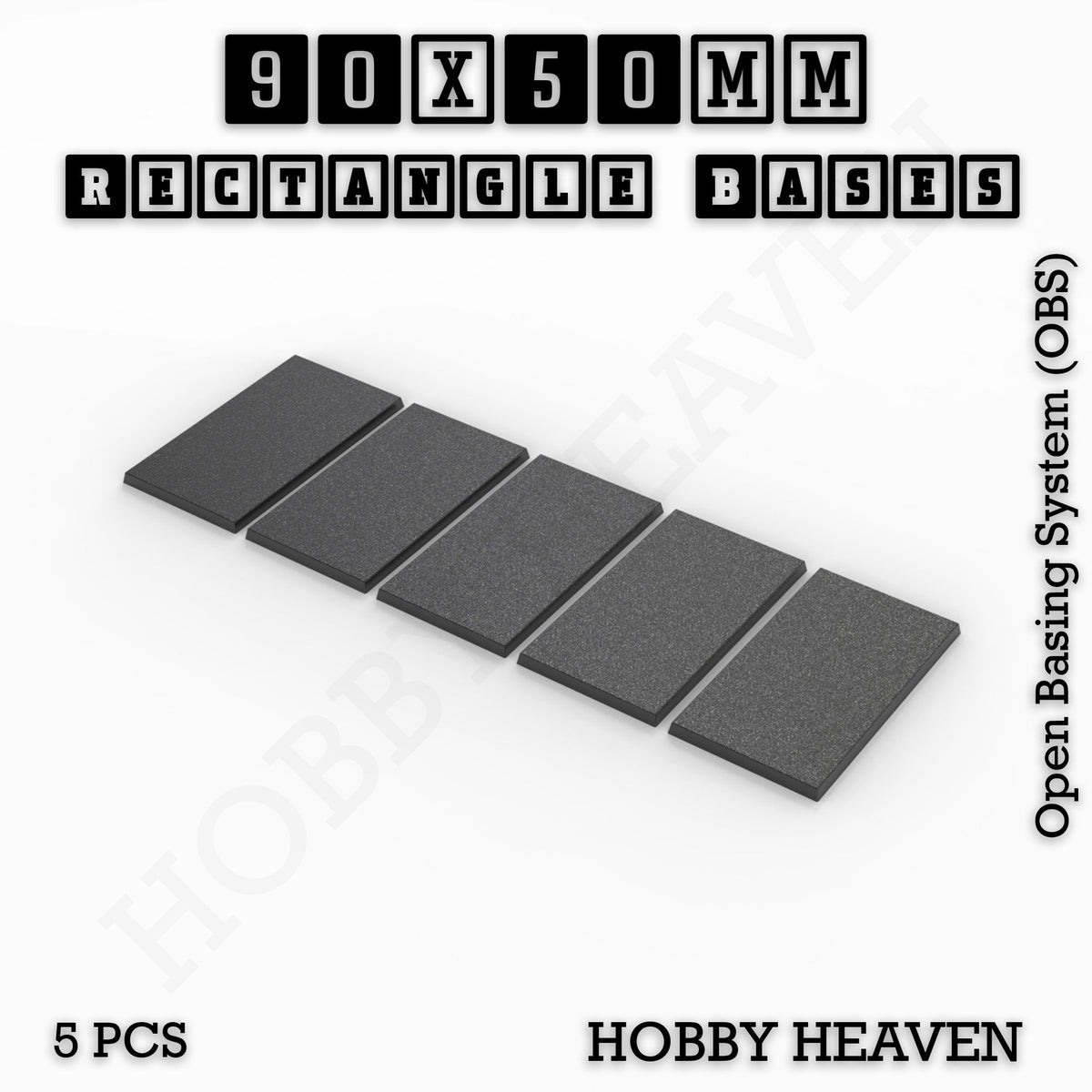 Rectangle Bases Medium Sizes - 75x30mm to 125x40mm and up to 100x90mm Wide - 3D Print Tabletop Games