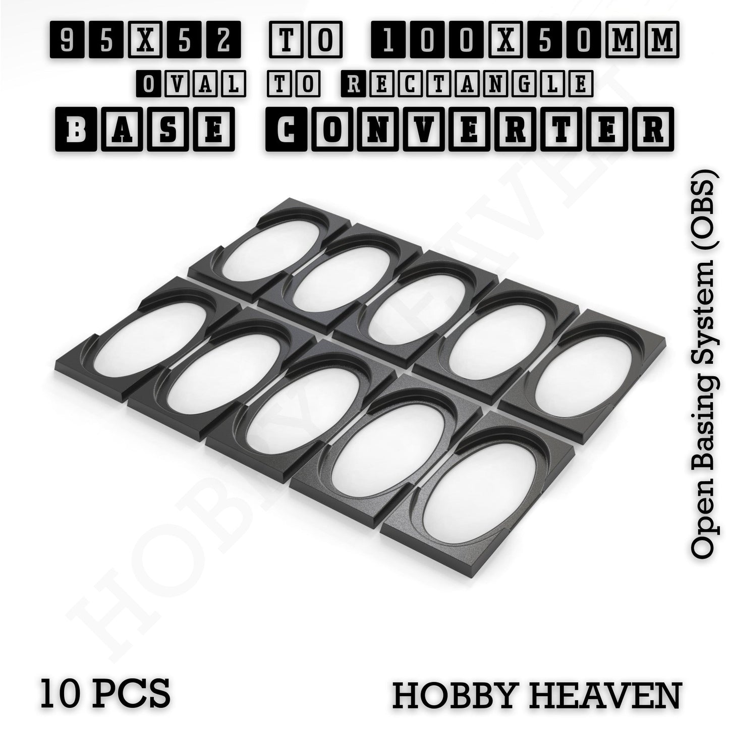 Oval to Rectangle Base Converters 3D Print Full Range