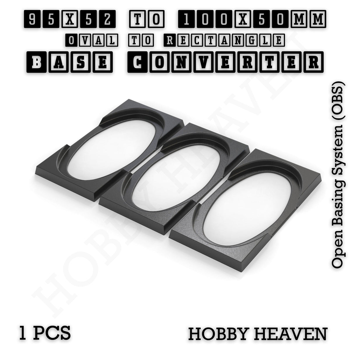 Oval to Rectangle Base Converters 3D Print Full Range