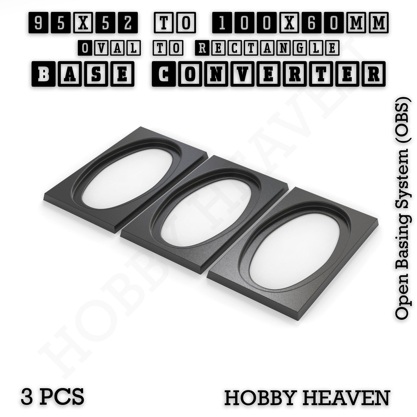Oval to Rectangle Base Converters 3D Print Full Range