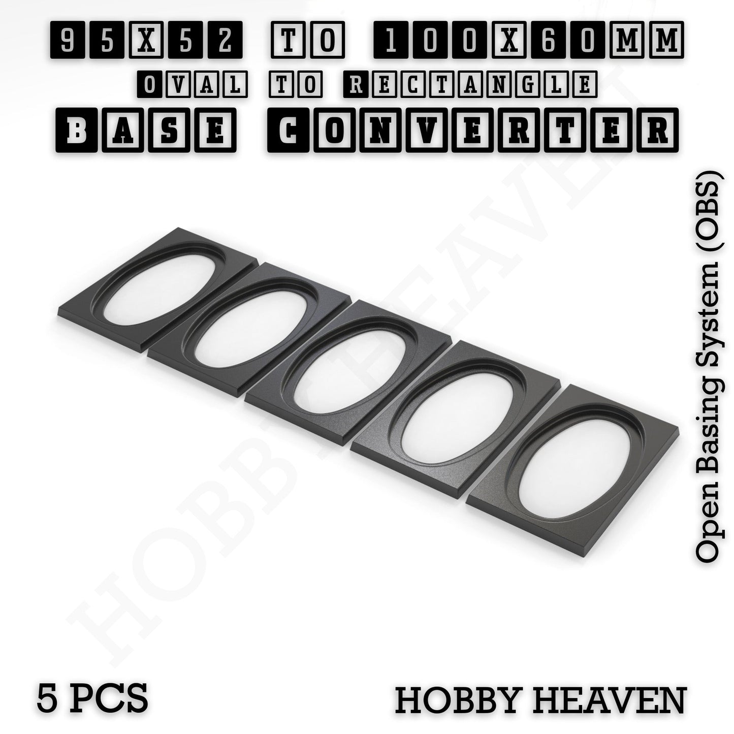 Oval to Rectangle Base Converters 3D Print Full Range