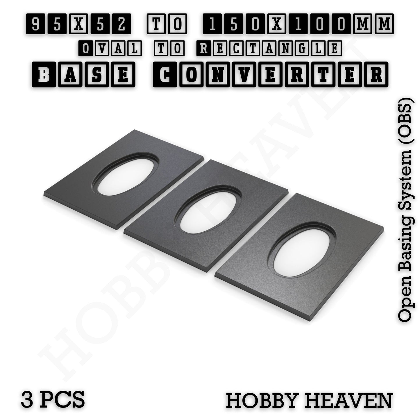 Oval to Rectangle Base Converters 3D Print Full Range