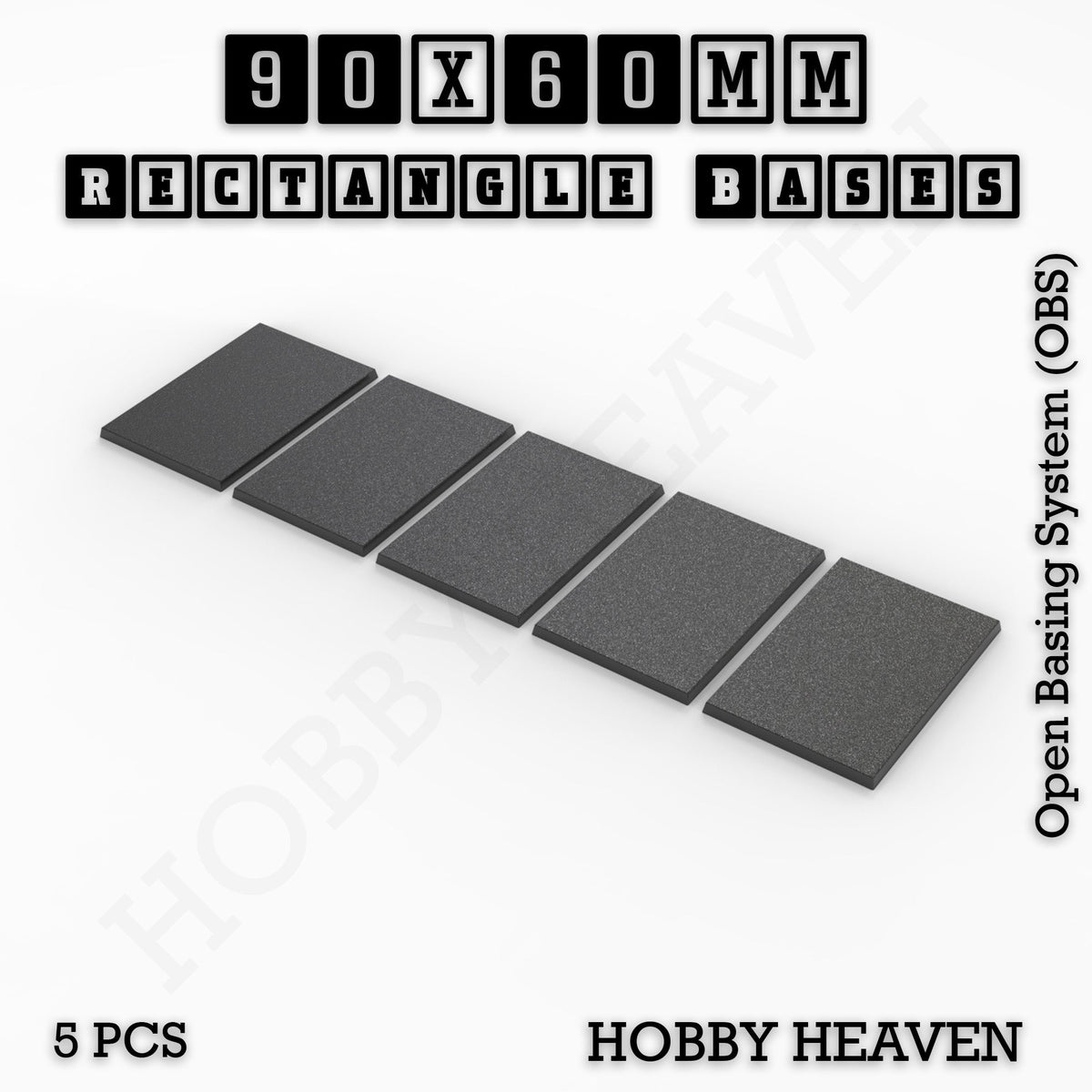 Rectangle Bases Medium Sizes - 75x30mm to 125x40mm and up to 100x90mm Wide - 3D Print Tabletop Games