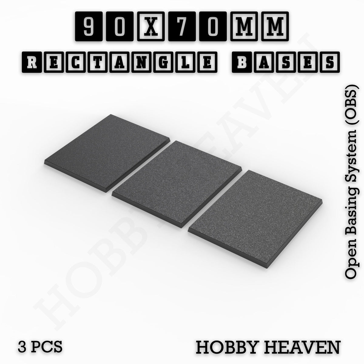 Rectangle Bases Medium Sizes - 75x30mm to 125x40mm and up to 100x90mm Wide - 3D Print Tabletop Games