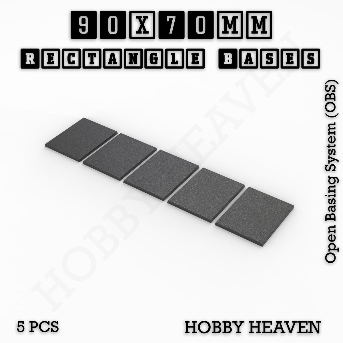 Rectangle Bases Medium Sizes - 75x30mm to 125x40mm and up to 100x90mm Wide - 3D Print Tabletop Games