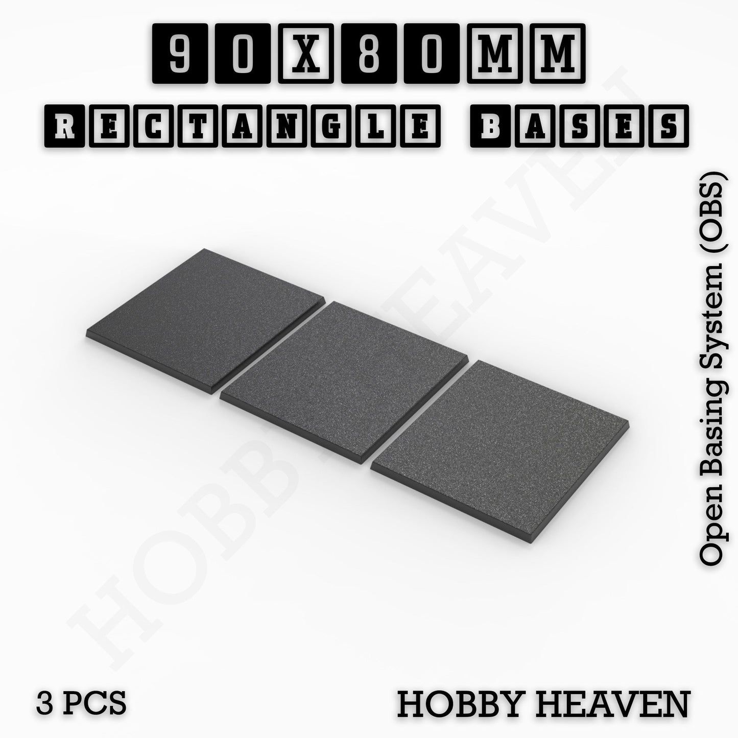 Rectangle Bases Medium Sizes - 75x30mm to 125x40mm and up to 100x90mm Wide - 3D Print Tabletop Games