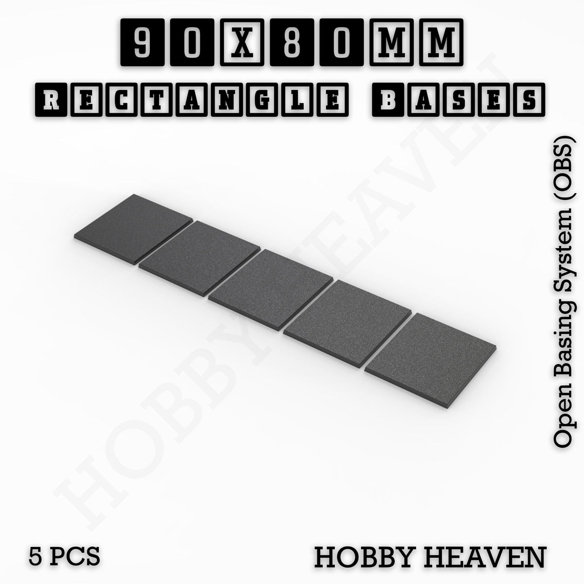 Rectangle Bases Medium Sizes - 75x30mm to 125x40mm and up to 100x90mm Wide - 3D Print Tabletop Games